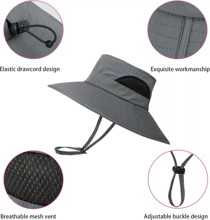 Unisex Bonnie Bucket Hat Wide Brim Breathable Sun Mesh Cap UV Protection Outdoor