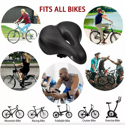 Shock-Absorbing Bike Seat, Comfortable Waterproof Bicycle Saddle, PU Leather Cover, Perfect Fit for Indoor and Outdoor Use
