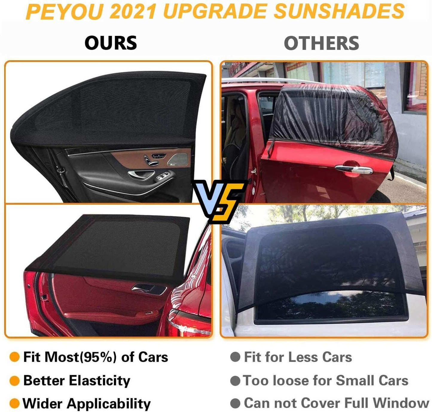 2 Car Window Sun Shade Side Cover Curtain Privacy Screen Mesh Baby UV Protection