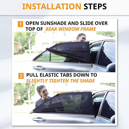2 Car Window Sun Shade Side Cover Curtain Privacy Screen Mesh Baby UV Protection