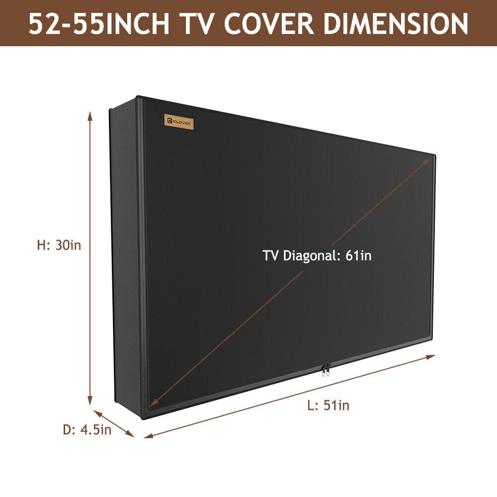 Heavy Duty Outdoor TV Cover 30"-65" Waterproof Weatherproof Television Protector
