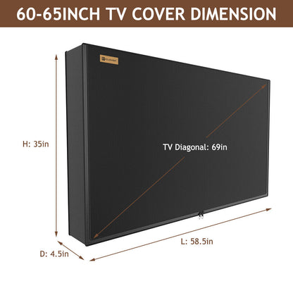 Heavy Duty Outdoor TV Cover 30"-65" Waterproof Weatherproof Television Protector