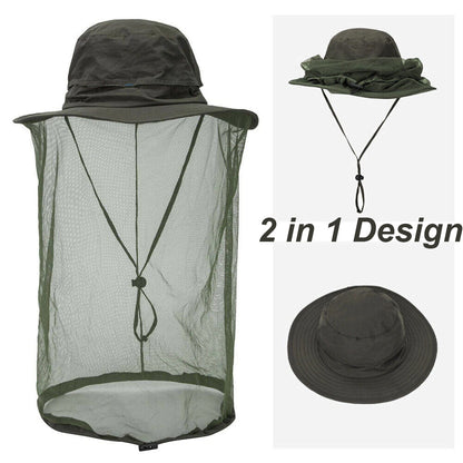 Mosquito Bug Fly Bee Insect Head Face Net Hat Sun Protection Fishing Hiking Cap