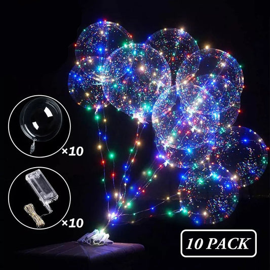 10 PCS LED Light Up BoBo Balloons Clear Helium Balloon Party Birthday Decoration