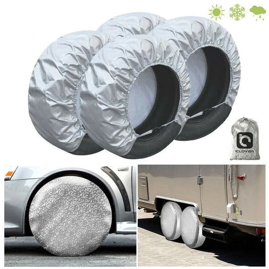 Tire Covers Set Of 4 Wheel RV Truck Trailer Camper Car 28" Sun/Snow Protector