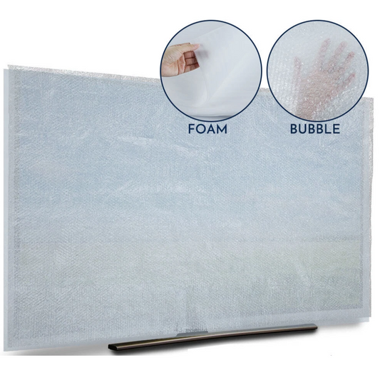 Foam Flat Screen TV Cover + Bubble Cushioning Wrap for Moving Storing Renovation