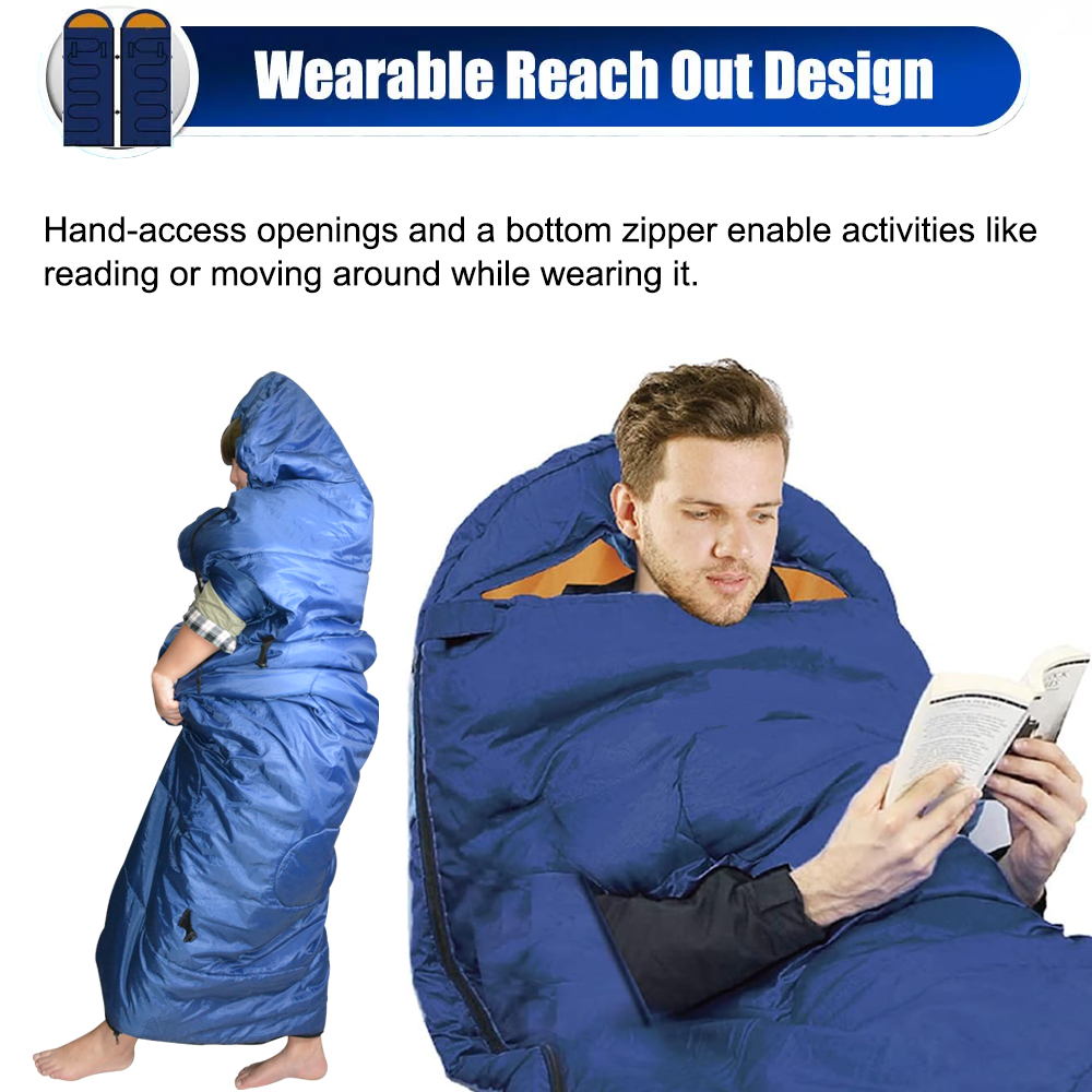 Wearable Sleeping Bags for Adults, Lightweight Compact Backpacking Sleeping Bag with Arm Holes, Left & Right Zipped Together to Double Bags