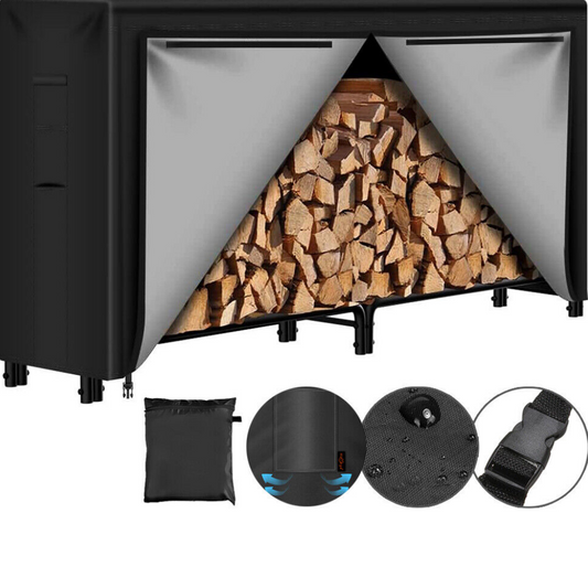 8ft Firewood Log Rack Cover Waterproof Wood Storage Holder Heavy Duty Outdoor