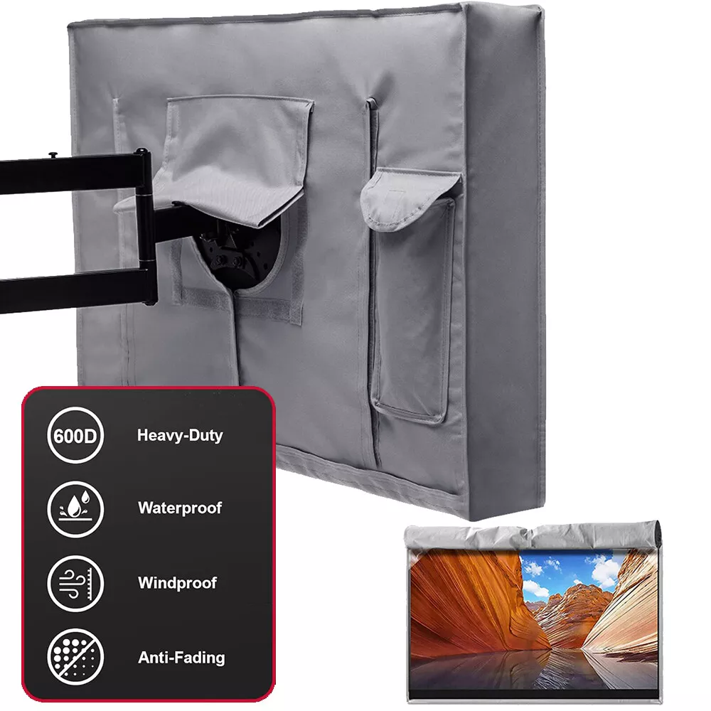 600D Outdoor TV Cover for Flat Screens, Heavy Duty Weatherproof Television Protector