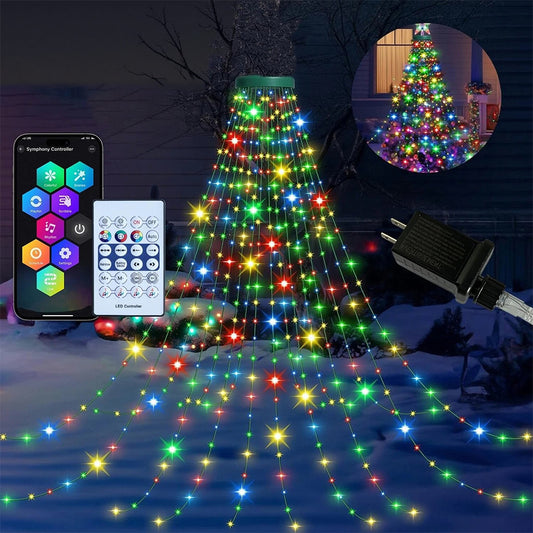 400 LED Christmas Tree Waterfall String Lights Indoor Outdoor RGB Color Changing
