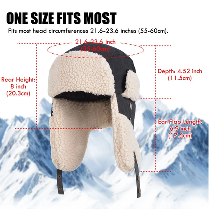Unisex Winter Trapper Hat w/Ear Flaps Outdoor Aviator Ushanka Windproof Ski Cap