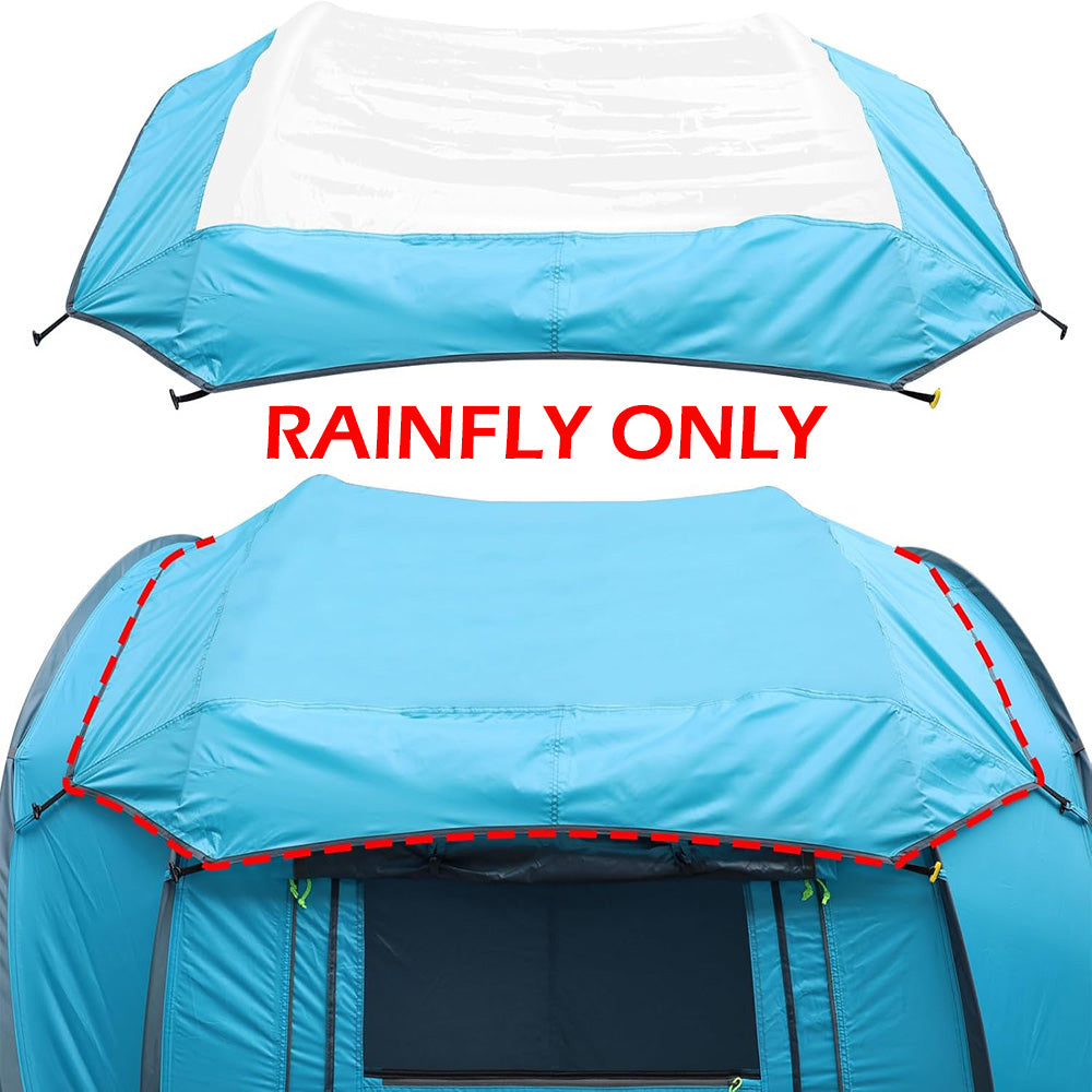 3-4 People Pop-Up Tent & Transparent Tent Tarp Rainfly Replacement, Enhanced Ventilation, Waterproof for Camping, Beach and Outdoor Adventures