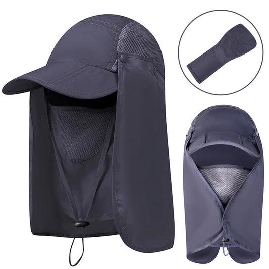 Foldable Fishing Hat Sun Cap with Face Mask & Neck Flap for  Outdoors UV Protection
