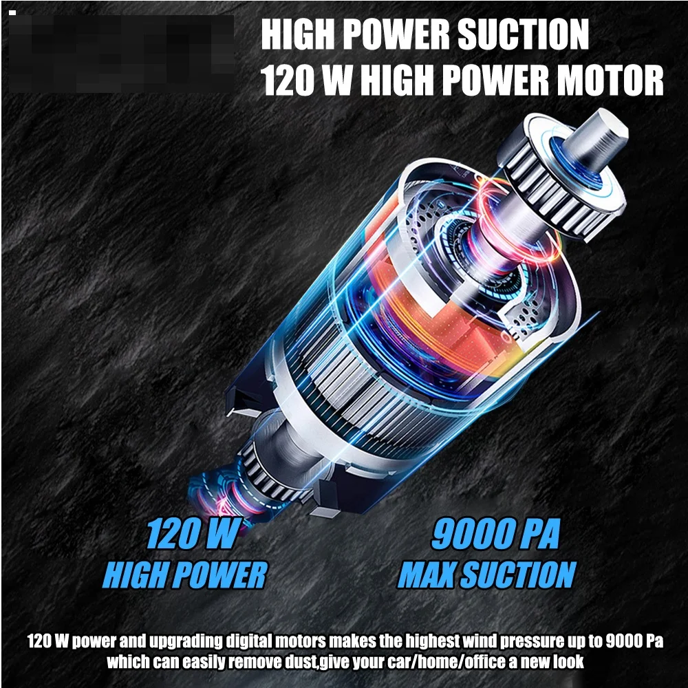 9000Pa Wireless Vacuum, 3-in-1 Handheld Mini Cleaner & Blower for Car, Home, Office
