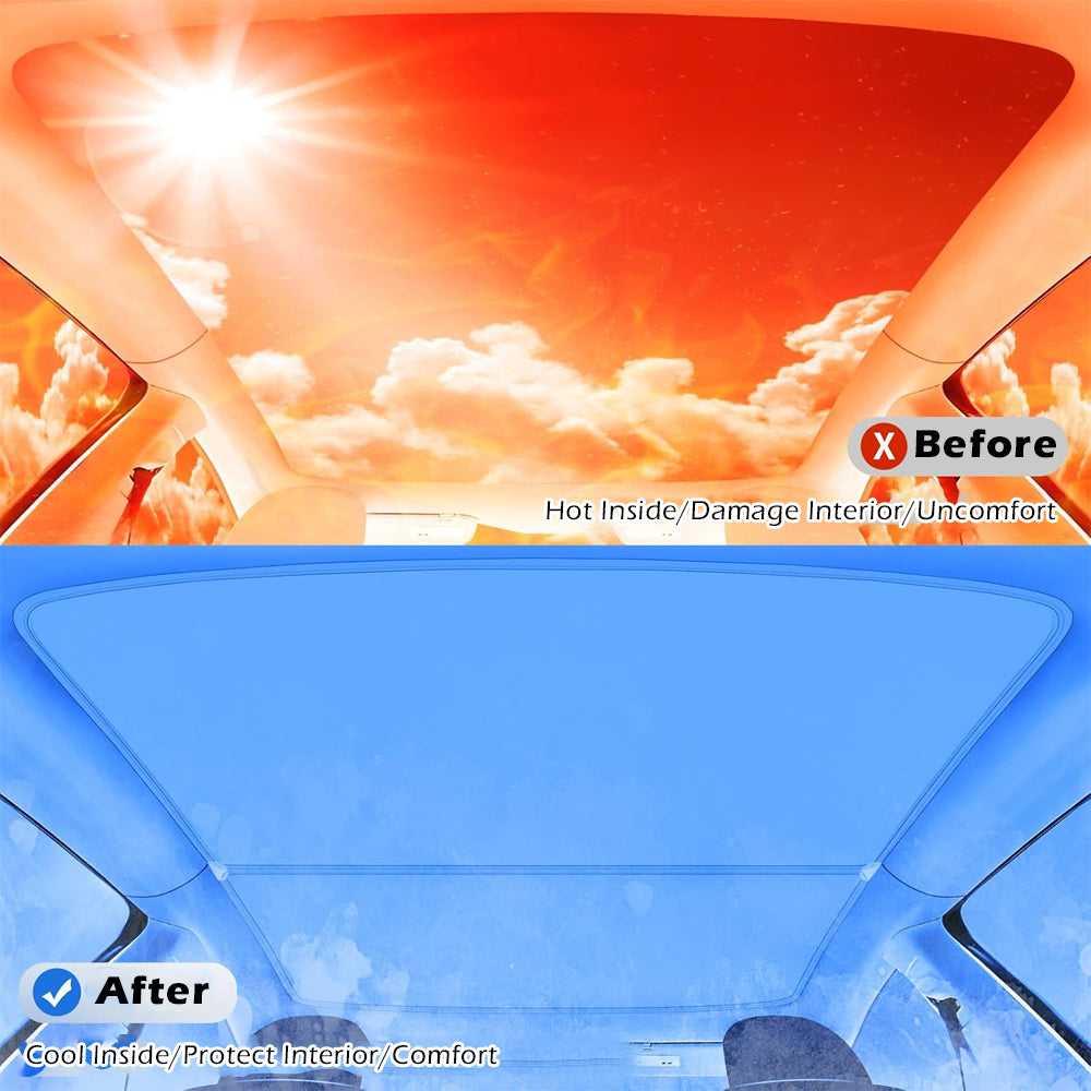 Sunshade Roof for Tesla Model Y 2021-2024, Foldable Glass Roof Cover with Nano Ice-Crystal Coatings, Heat Insulation