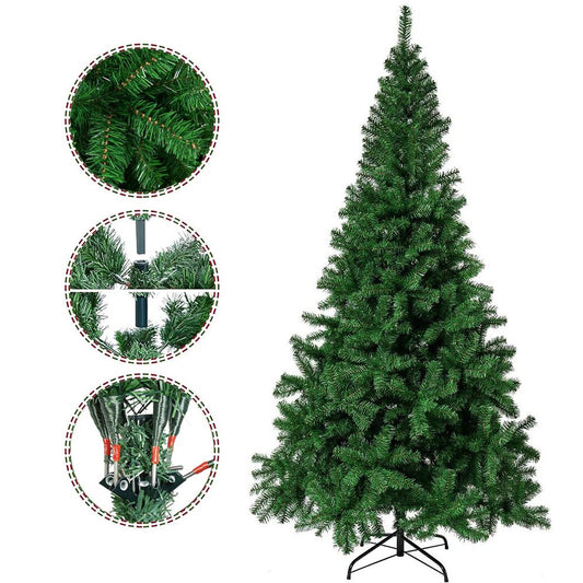 7.5ft Artificial Pre-lit Christmas Tree Snow White Flocked Hinged Bushy Xmas
