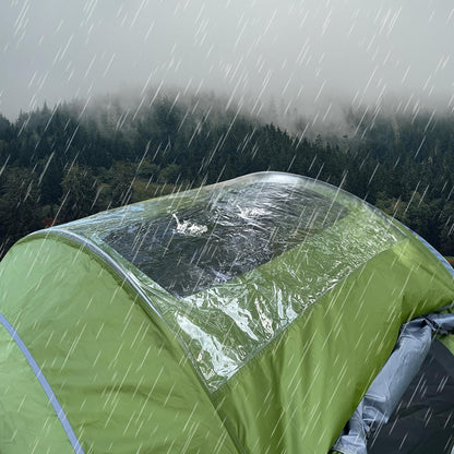 3-4 People Pop-Up Tent & Transparent Tent Tarp Rainfly Replacement, Enhanced Ventilation, Waterproof for Camping, Beach and Outdoor Adventures