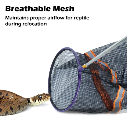 Snake Catcher Net, Retractable Reptile Handling Tool, Telescopic Pole, Strong Mesh, Rubber Handle