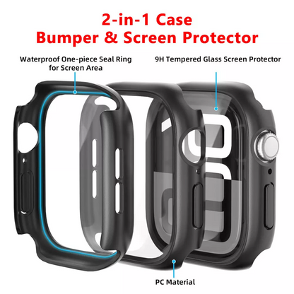 Waterproof Case for Apple Watch Series 10 42mm 46mm, Hard Anti-Scratch Protector with Screen Cover, 9H Tempered Glass, Touch Screen Responsive