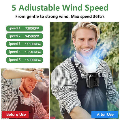 Portable Waist Fan Clip On 10000mAh Rechargeable Personal Cooling Neck Shirt Fan