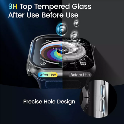 Screen Protector Case for Apple Watch Series 10 42mm 46mm Anti-Scratch Hard PC Cover with 9H Tempered Glass