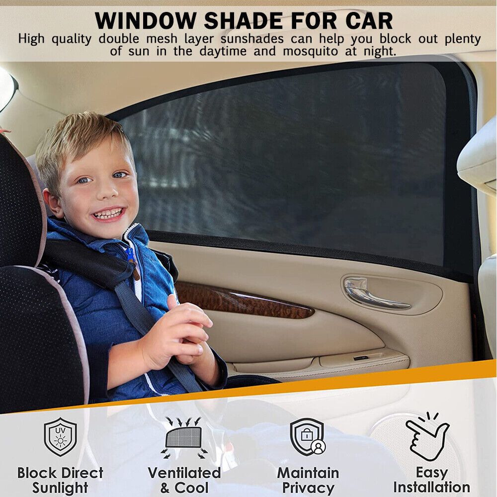 2 Car Window Sun Shade Side Cover Curtain Privacy Screen Mesh Baby UV Protection