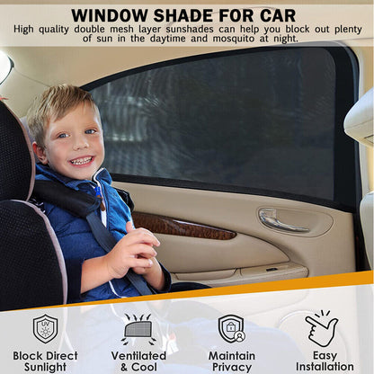 2 Car Window Sun Shade Side Cover Curtain Privacy Screen Mesh Baby UV Protection