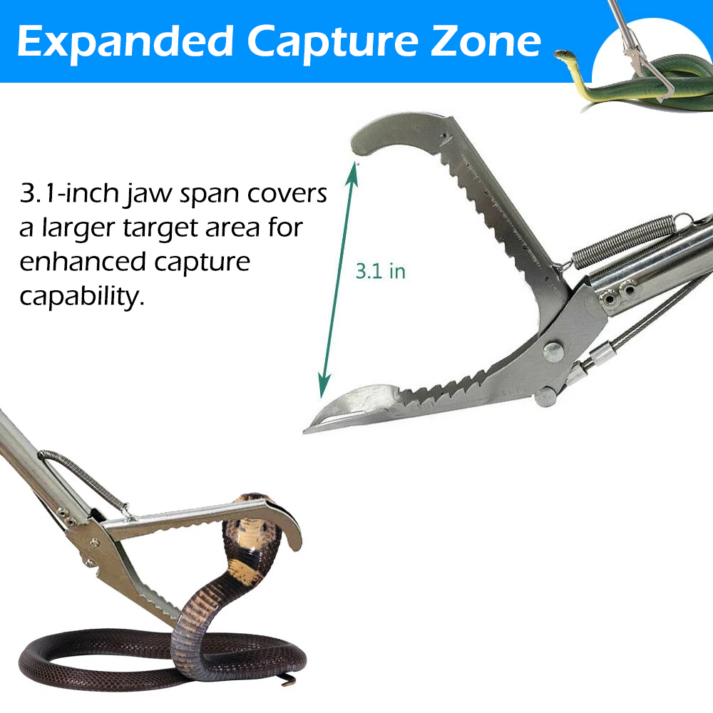 52” Foldable Snake Tongs with Lock Stainless Steel Reptile Grabber Handling Tool