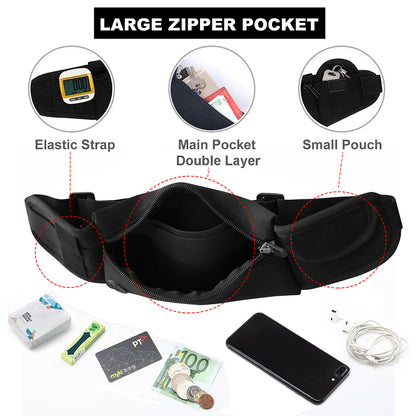Waterproof Running Fanny Pack for Jogging & Travel, Lightweight Adjustable Waist Belt Bag Fits Smartphones 3 to 7"
