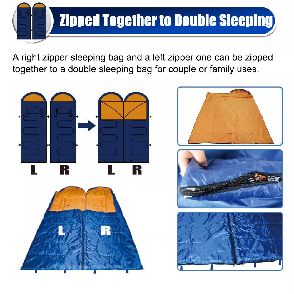 Wearable Sleeping Bags for Adults, Lightweight Compact Backpacking Sleeping Bag with Arm Holes, Left & Right Zipped Together to Double Bags