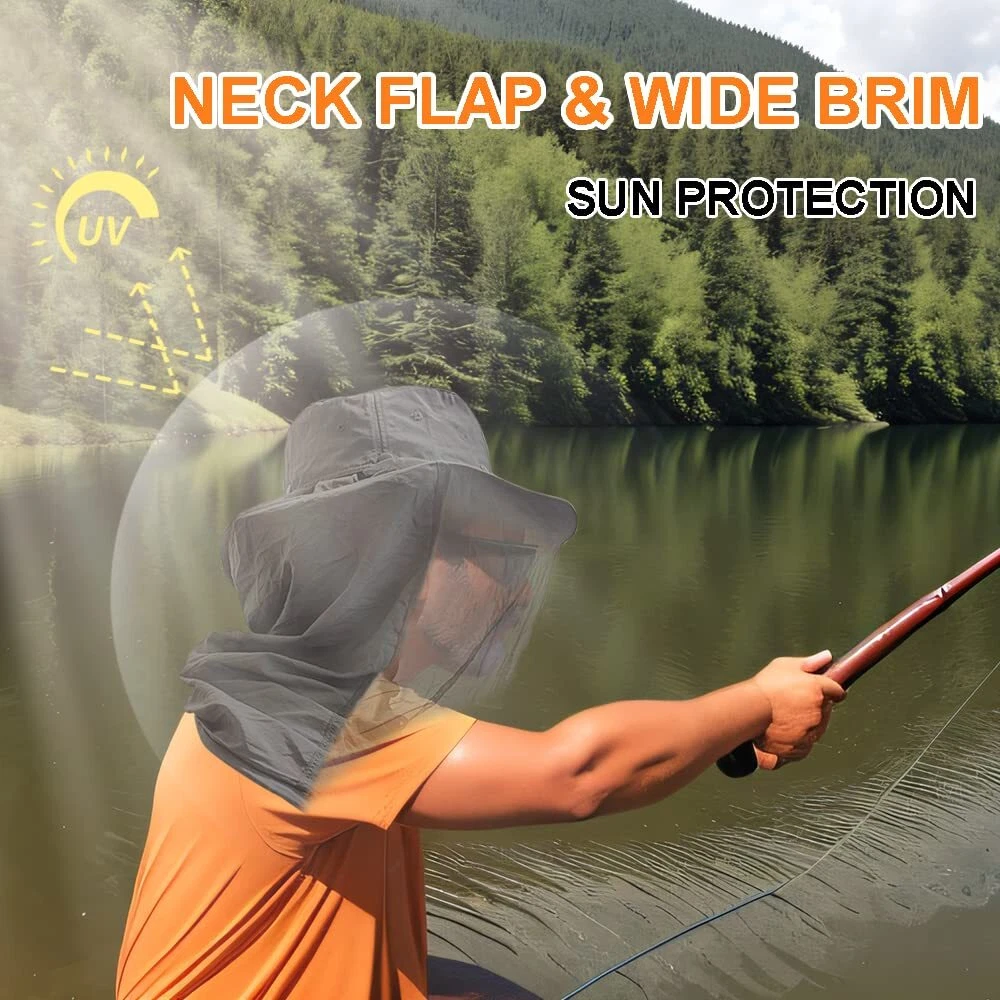 Mosquito Head Net Hat Sun Protection Bug Bucket Fishing Hiking Safari Men Women