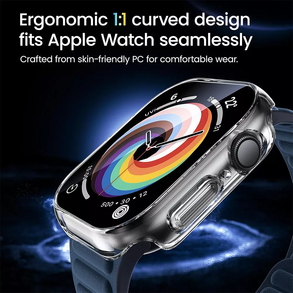 Screen Protector Case for Apple Watch Series 10 42mm 46mm Anti-Scratch Hard PC Cover with 9H Tempered Glass