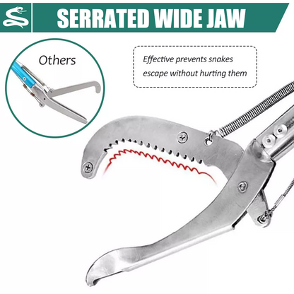 Heavy Duty Snake Tongs, Fixed / Foldable Reptile Grabber, Stainless Steel Catcher with Lock & Wide Jaw, Professional Rattle Handling Tool