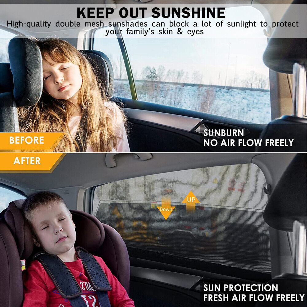 2 Car Window Sun Shade Side Cover Curtain Privacy Screen Mesh Baby UV Protection