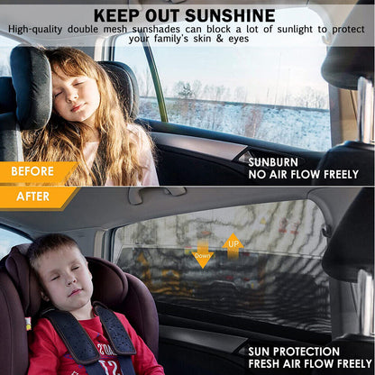 2 Car Window Sun Shade Side Cover Curtain Privacy Screen Mesh Baby UV Protection