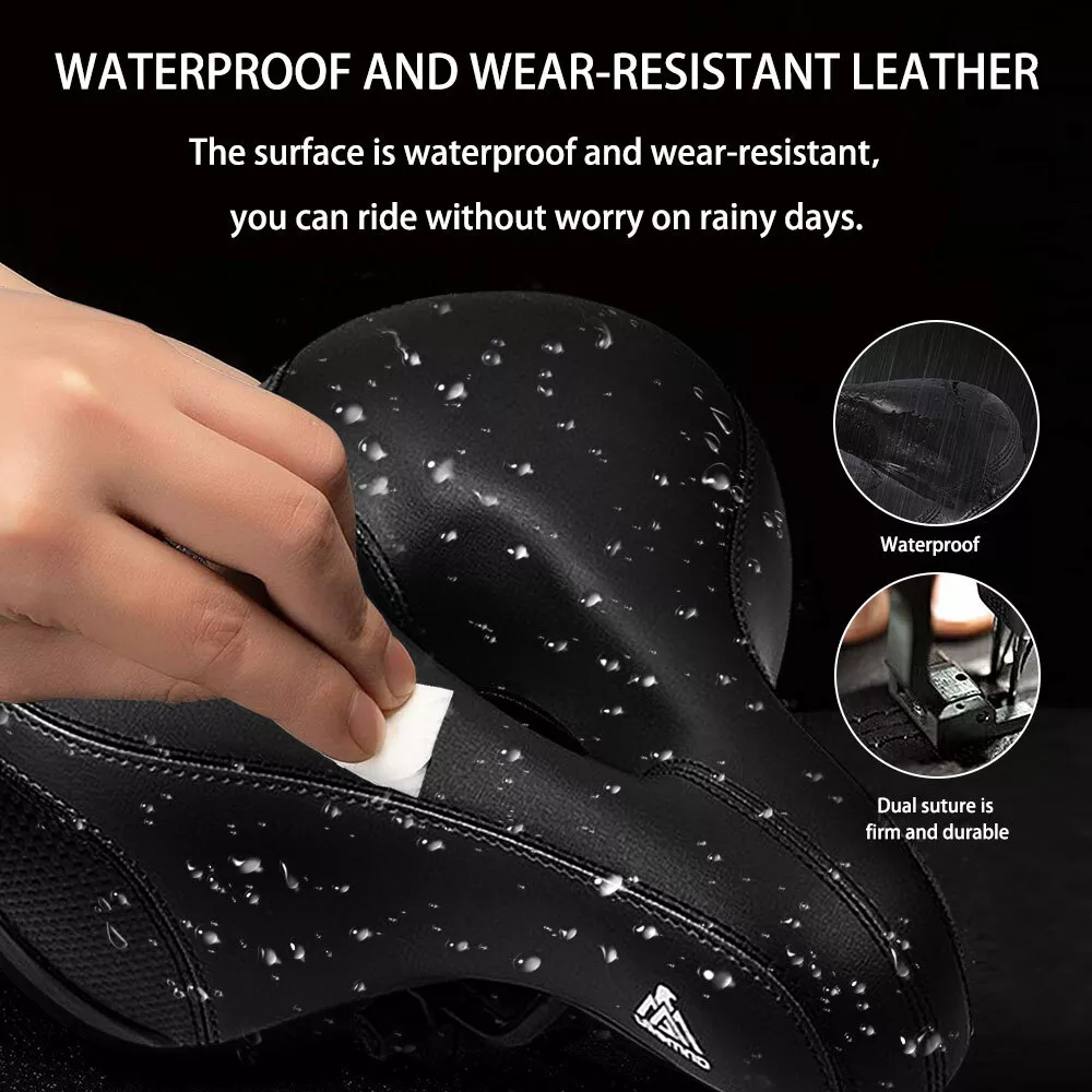 Shock-Absorbing Bike Seat, Comfortable Waterproof Bicycle Saddle, PU Leather Cover, Perfect Fit for Indoor and Outdoor Use