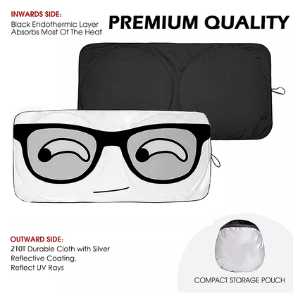 Foldable Car Sun Shade with Cute Printing, Windshield Sunshade, UV Ray & Heat Reduction