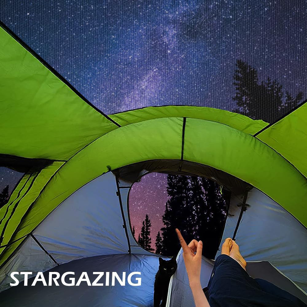 3-4 People Pop-Up Tent & Transparent Tent Tarp Rainfly Replacement, Enhanced Ventilation, Waterproof for Camping, Beach and Outdoor Adventures