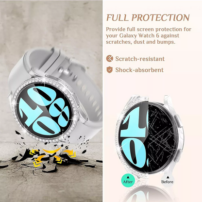 Screen Protector Case for Samsung Galaxy Watch 6 40mm/44mm, Bling Cover, Tempered Glass, Perfect Protection Anti Scratch