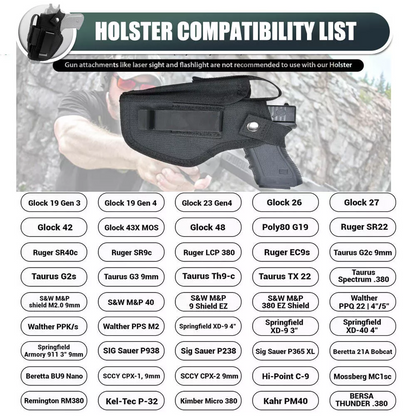 Gun Holster for Concealed Carry, Universal Waistband Holster with Mag Pouch, for Men Women Right/Left Hand Draw, Fits Glock 43x,19, 23,26,27,42, M&P Shield