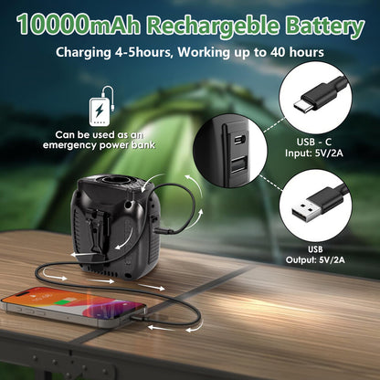 Portable Waist Fan Clip On 10000mAh Rechargeable Personal Cooling Neck Shirt Fan