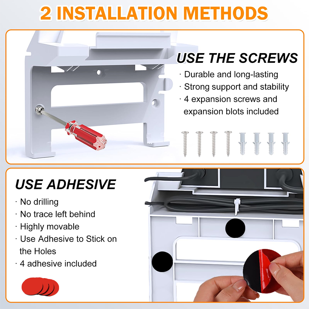 Wall Mounting Kit for Starlink Gen 3 Router, 2 in 1 Starlink Gen 3 Router Mount & V3 Power Supply Brackets Holder