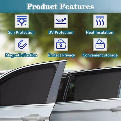 4PCS Magnetic Car Sun Shades for Metal Frame Side Windows, Privacy Curtain, UV Ray & Heat Reduction