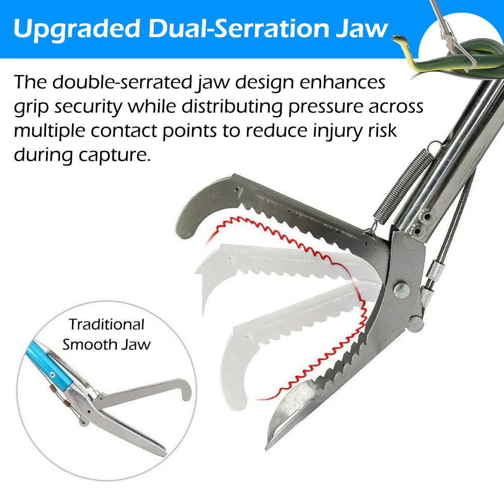 52” Foldable Snake Tongs with Lock Stainless Steel Reptile Grabber Handling Tool
