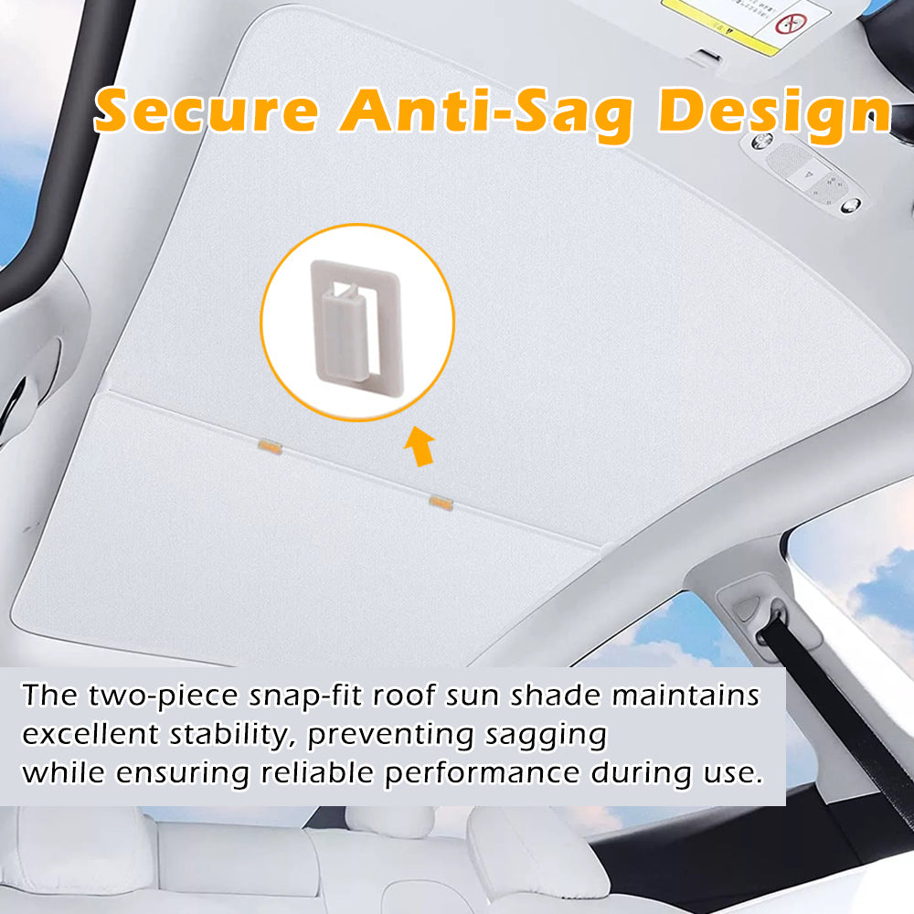 Sunshade Roof for Tesla Model Y 2021-2024, Foldable Glass Roof Cover with Nano Ice-Crystal Coatings, Heat Insulation