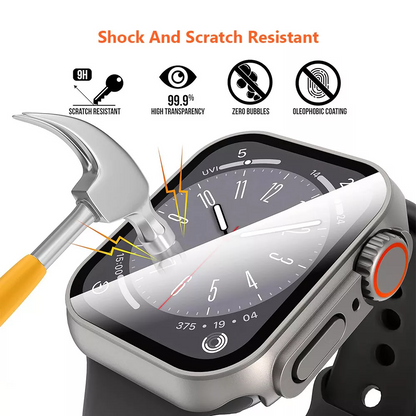 Ultra Look Full Cover Case with Screen Protector for Apple Watch Series 9/8/7 45mm, Series SE2/SE/6/5/4 44mm, Tempered Glass, Perfect Protection Anti Scratch