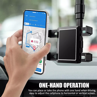 Car Rearview Mirror Phone Holder, 360° Rotating Rear View Mount for 3-7” Cellphones