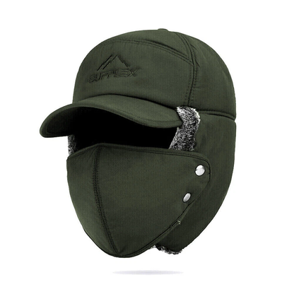 Winter Fur Ear Flap Trapper Hat Full Face Mask Aviator Thermal Warm Snow Ski Cap