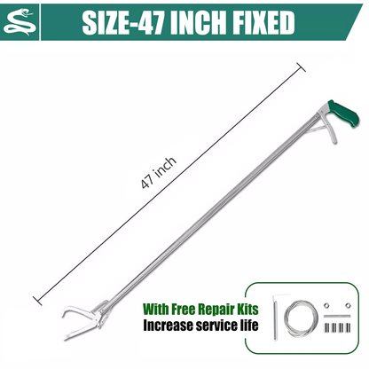 Heavy Duty Snake Tongs, Fixed / Foldable Reptile Grabber, Stainless Steel Catcher with Lock & Wide Jaw, Professional Rattle Handling Tool