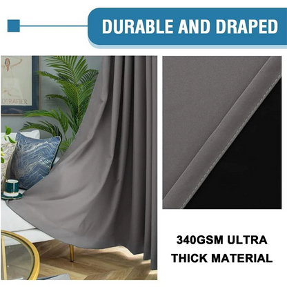 100% Blackout Window Curtain Panels, Sound & Full Light Blocking Drapes with Black Liner for Bedroom, 52" x 84" Thermal Insulated Draperies with Metal Grommets